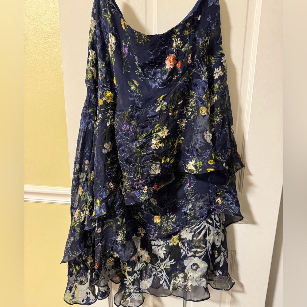 Preen by Thornton Bregazzi Tiered Floral Whimsigoth Velvet Silk Skirt Size XL - Picture 3 of 9